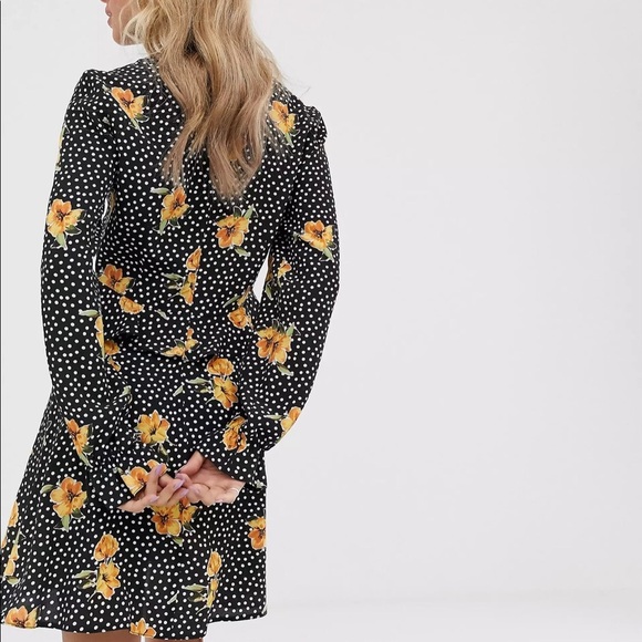 Nobody’s Child Tea Dress with Ruffle Detail In Floral Spot - Picture 2 of 13